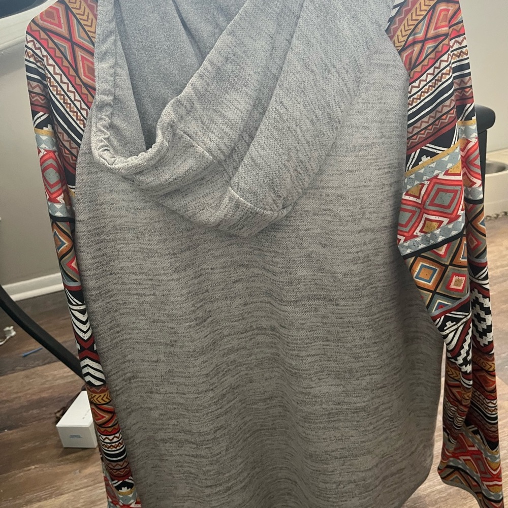 Grey button up Sweatshirt with unique Tribal print design